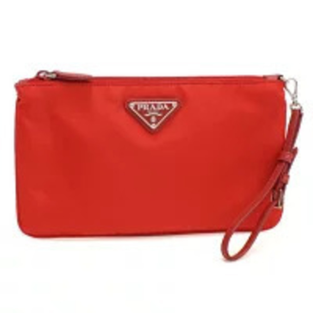 Prada Pouch Clutch Triangle Red